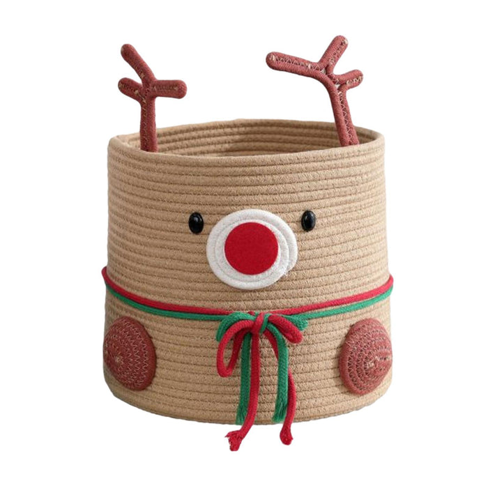 Crofta Reindeer Christmas Basket Storage Bin for Clothes Towels Living Room Holiday L