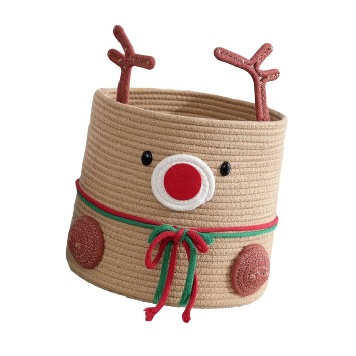 Crofta Reindeer Christmas Basket Storage Bin for Clothes Towels Living Room Holiday L