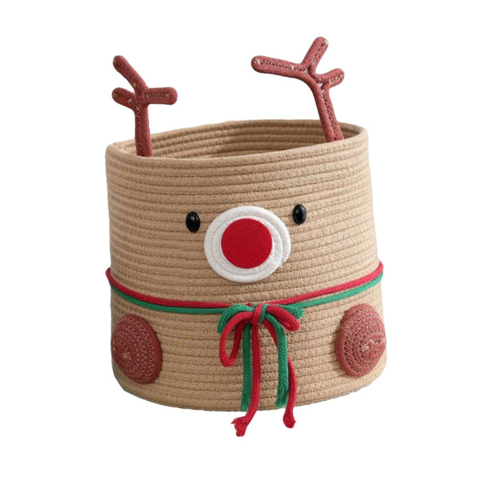 Crofta Reindeer Christmas Basket Storage Bin for Clothes Towels Living Room Holiday L