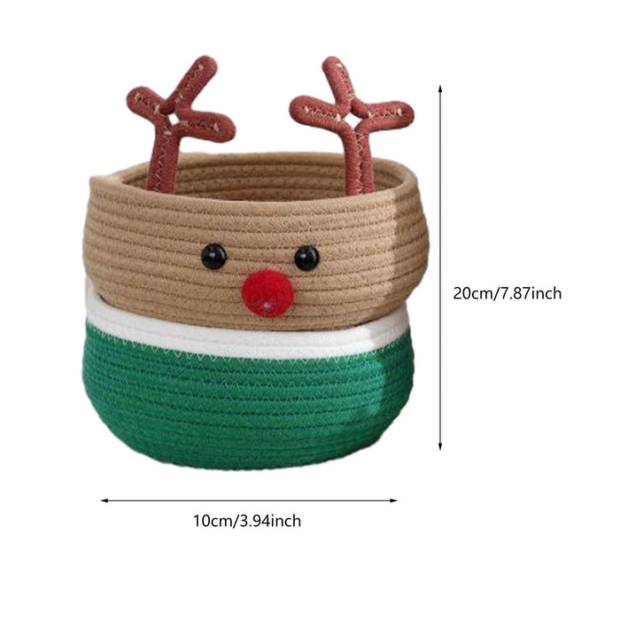 Crofta Reindeer Christmas Basket Storage Bin for Clothes Towels Living Room Holiday S