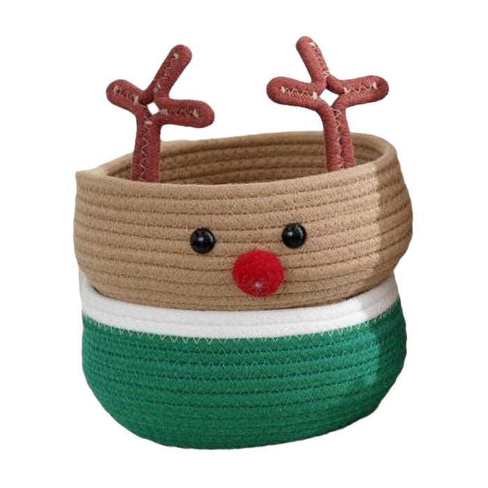 Crofta Reindeer Christmas Basket Storage Bin for Clothes Towels Living Room Holiday S