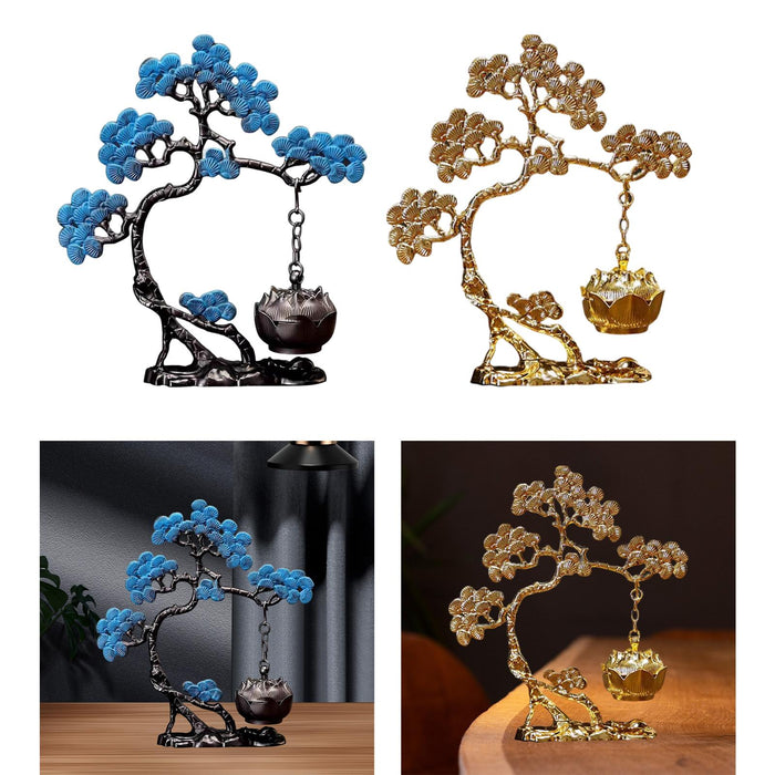 Crofta Pine Tree Incense Holder Hanging Incense Burner for Bedroom Meditation Study Blue