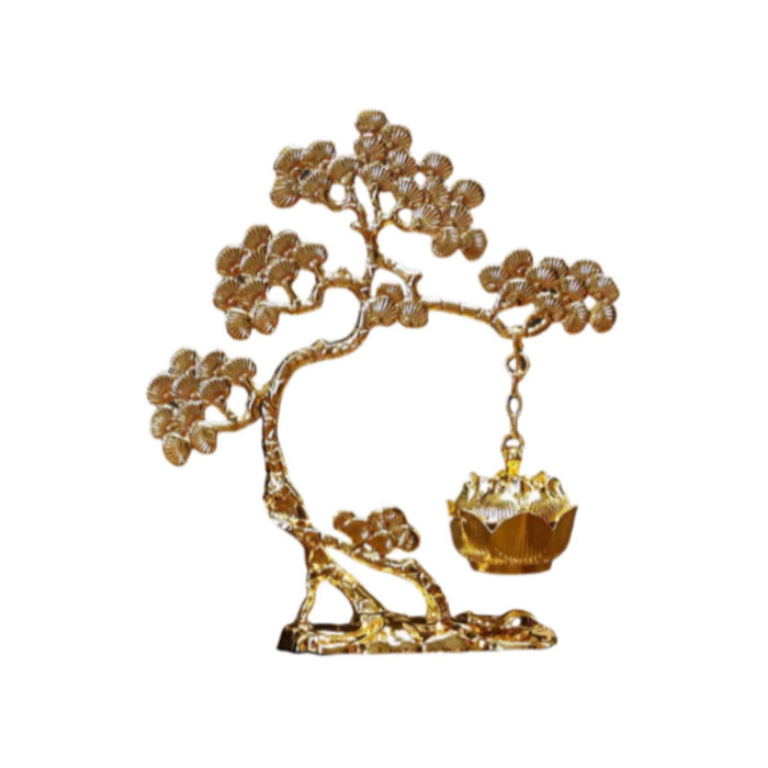 Crofta Pine Tree Incense Holder Hanging Incense Burner for Bedroom Meditation Study Gold