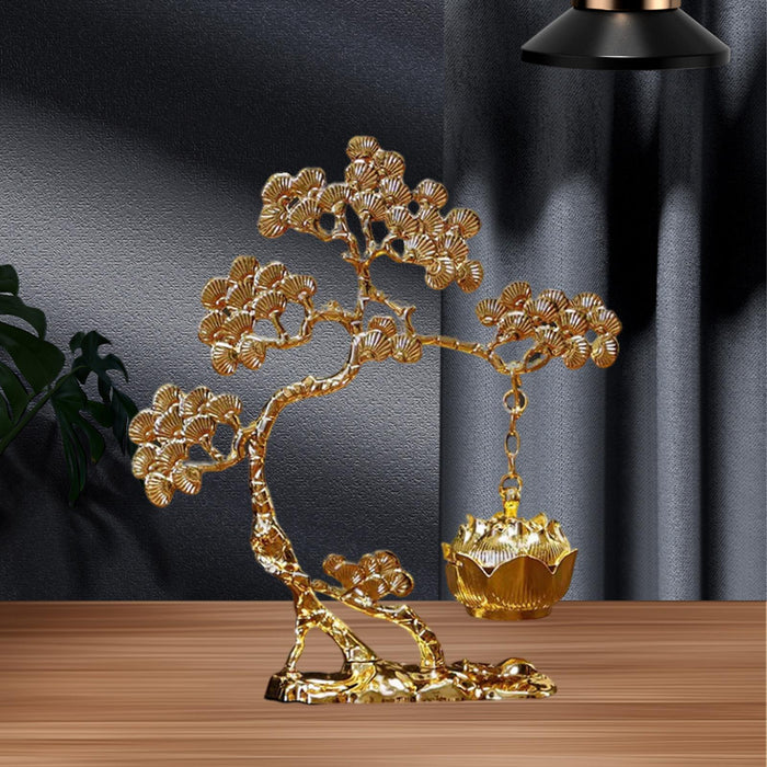 Crofta Pine Tree Incense Holder Hanging Incense Burner for Bedroom Meditation Study Gold