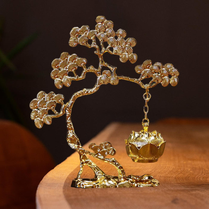 Crofta Pine Tree Incense Holder Hanging Incense Burner for Bedroom Meditation Study Gold