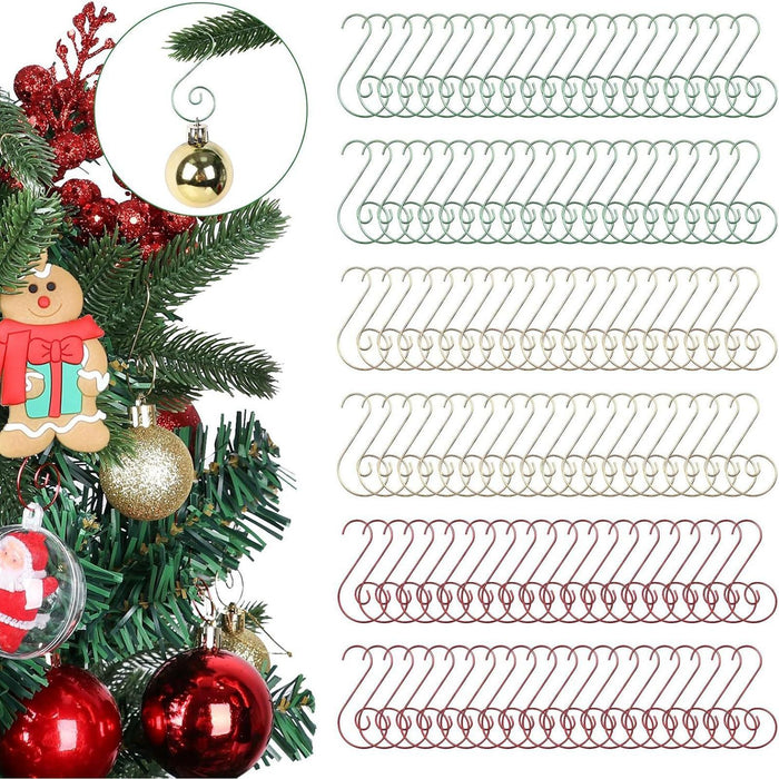 Crofta 120Pcs Christmas Ornament Hooks Iron for Lanterns Christmas Tree Decorations Gold Green Red