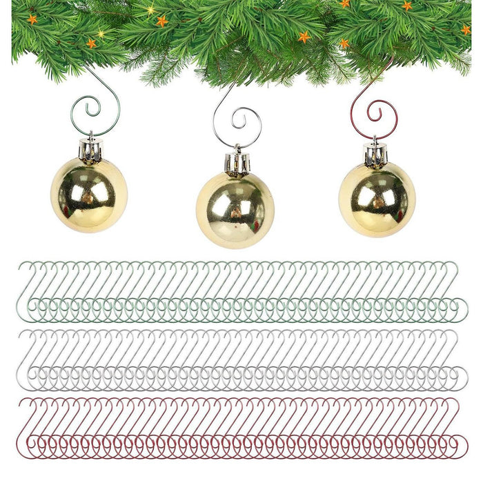 Crofta 120Pcs Christmas Ornament Hooks Iron for Lanterns Christmas Tree Decorations Silver Green Red