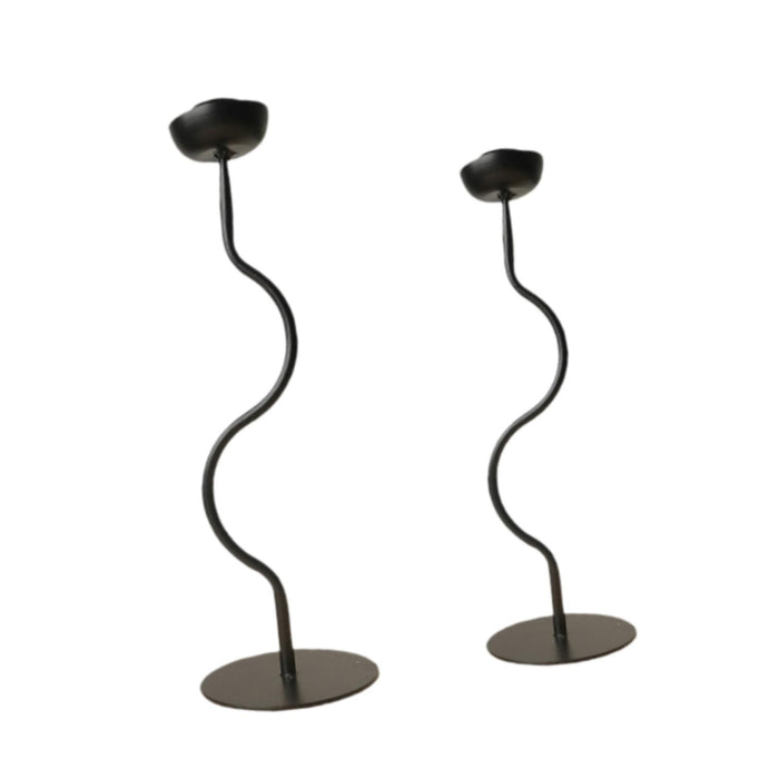 Crofta 2 Pieces Candle Holder Metal Candlestick for Living Room Dinner Thanksgiving