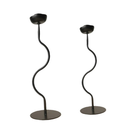 Crofta 2 Pieces Candle Holder Metal Candlestick for Living Room Dinner Thanksgiving