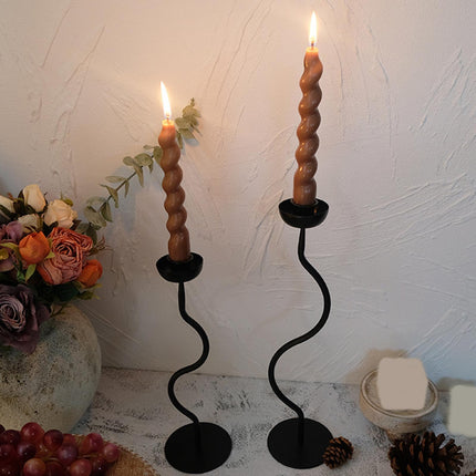 Crofta 2 Pieces Candle Holder Metal Candlestick for Living Room Dinner Thanksgiving