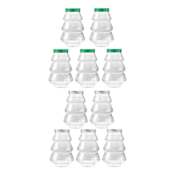 Crofta 5 Pieces Christmas Tree Candy Jar Cookie Jar for Xmas Festival Party Kitchen Green Lid