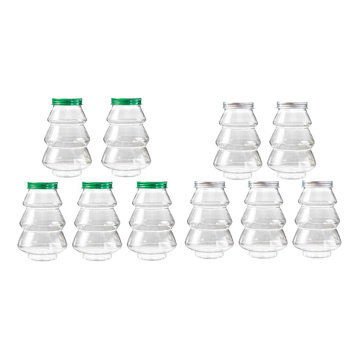 Crofta 5 Pieces Christmas Tree Candy Jar Cookie Jar for Xmas Festival Party Kitchen Green Lid