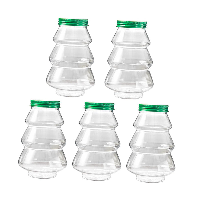 Crofta 5 Pieces Christmas Tree Candy Jar Cookie Jar for Xmas Festival Party Kitchen Green Lid