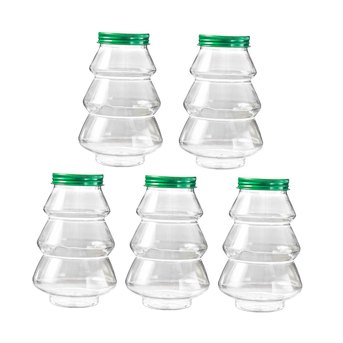 Crofta 5 Pieces Christmas Tree Candy Jar Cookie Jar for Xmas Festival Party Kitchen Green Lid