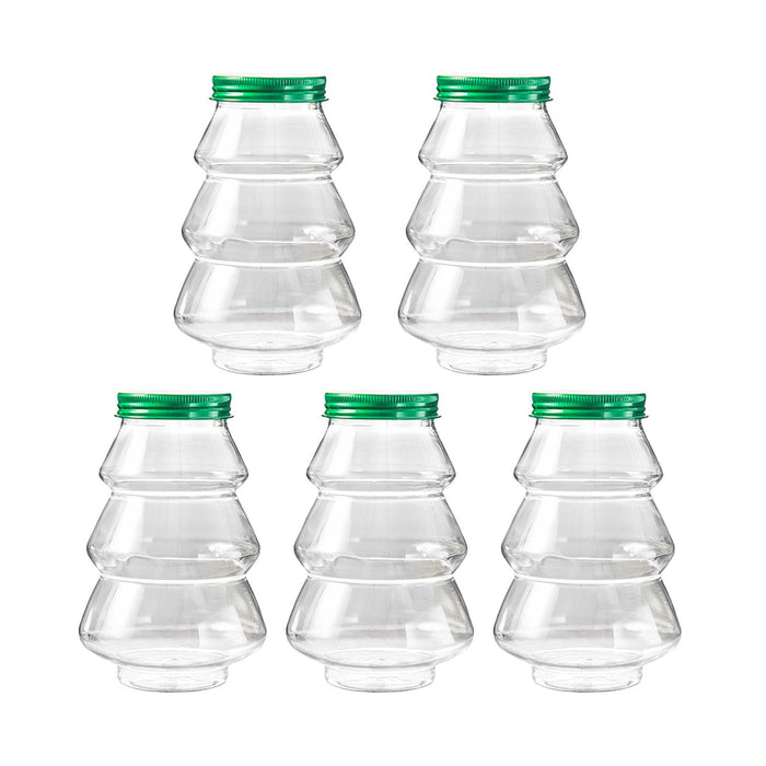 Crofta 5 Pieces Christmas Tree Candy Jar Cookie Jar for Xmas Festival Party Kitchen Green Lid