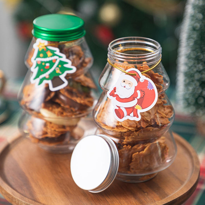 Crofta 5 Pieces Christmas Tree Candy Jar Cookie Jar for Xmas Festival Party Kitchen Green Lid