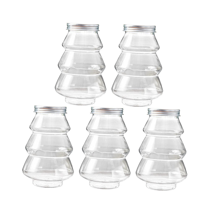 Crofta 5 Pieces Christmas Tree Candy Jar Cookie Jar for Xmas Festival Party Kitchen Silver Lid