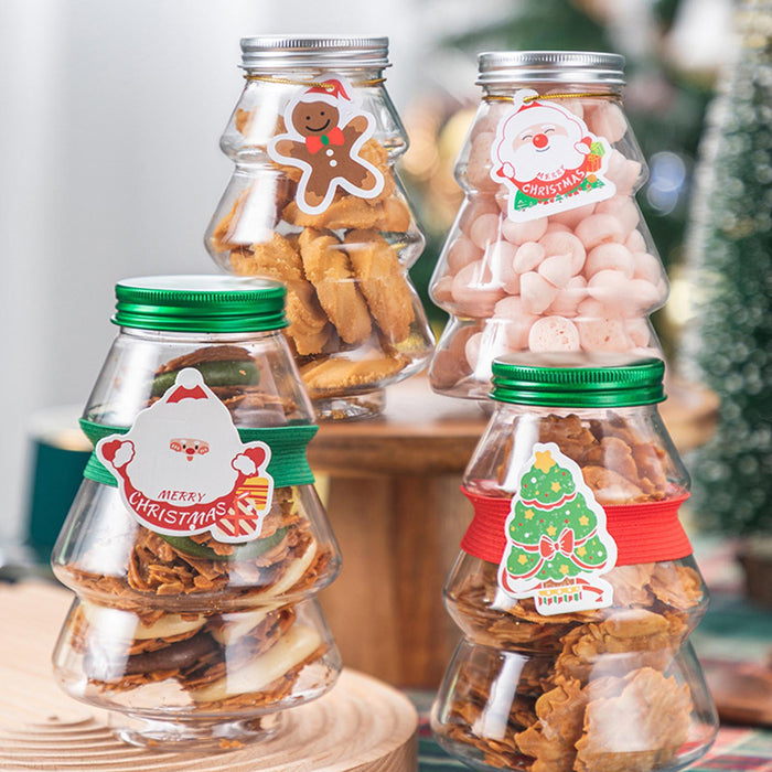 Crofta 5 Pieces Christmas Tree Candy Jar Cookie Jar for Xmas Festival Party Kitchen Silver Lid