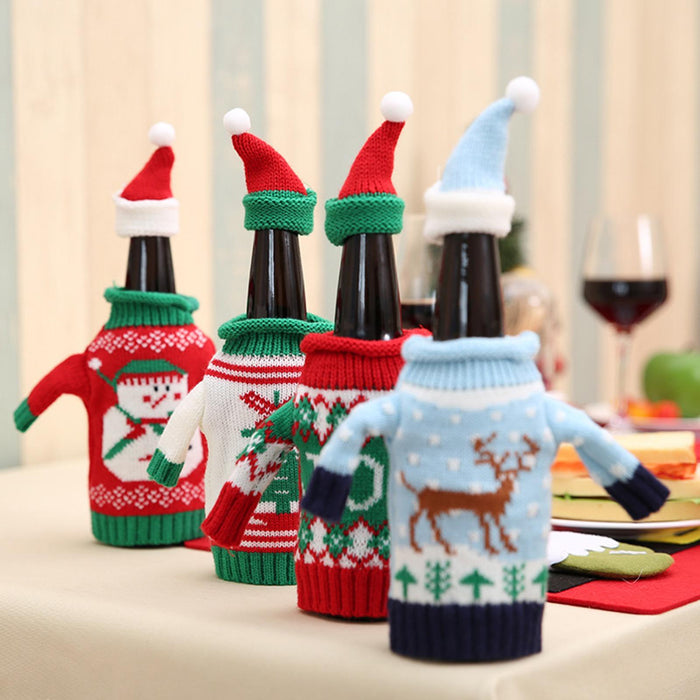 Crofta Wine Bottle Cover Holiday Accessories Decorative Dinner Table Decor with Hat JOY