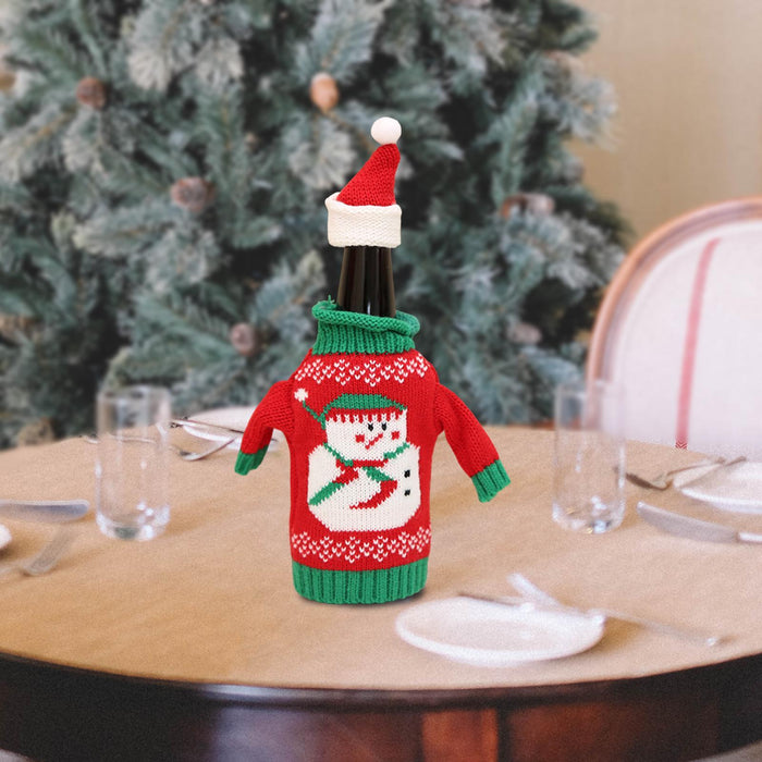 Crofta Wine Bottle Cover Holiday Accessories Decorative Dinner Table Decor with Hat Snowman