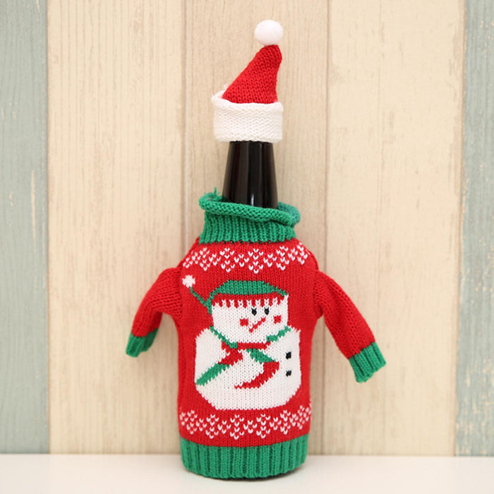 Crofta Wine Bottle Cover Holiday Accessories Decorative Dinner Table Decor with Hat Snowman