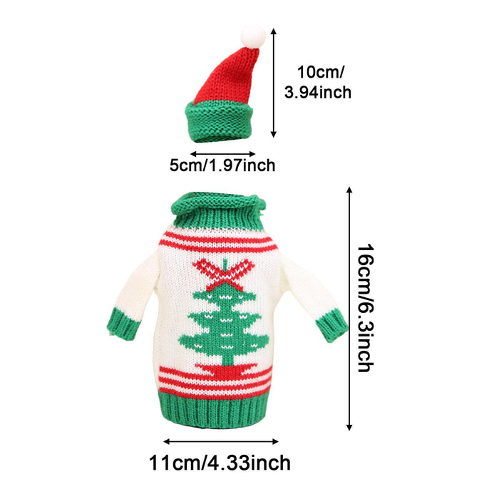 Crofta Wine Bottle Cover Holiday Accessories Decorative Dinner Table Decor with Hat Christmas Tree