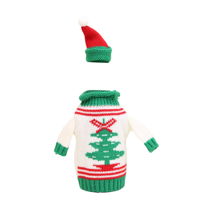 Crofta Wine Bottle Cover Holiday Accessories Decorative Dinner Table Decor with Hat Christmas Tree