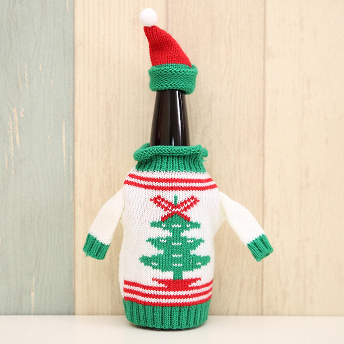 Crofta Wine Bottle Cover Holiday Accessories Decorative Dinner Table Decor with Hat Christmas Tree