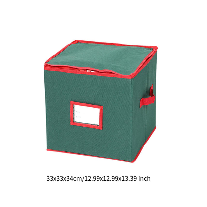 Crofta Christmas Tree Ball Container Bin Two Zipper Christmas Ornament Storage Box green