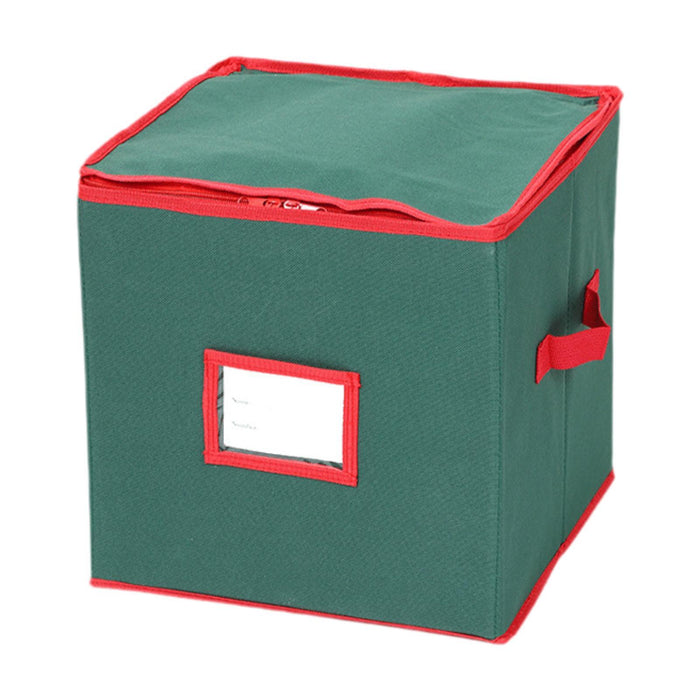 Crofta Christmas Tree Ball Container Bin Two Zipper Christmas Ornament Storage Box green