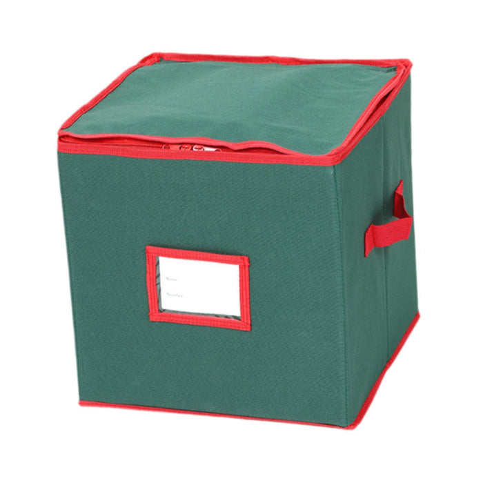 Crofta Christmas Tree Ball Container Bin Two Zipper Christmas Ornament Storage Box green