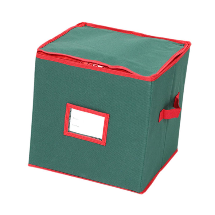 Crofta Christmas Tree Ball Container Bin Two Zipper Christmas Ornament Storage Box green