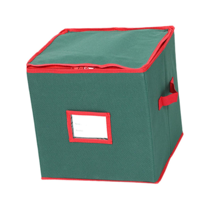 Crofta Christmas Tree Ball Container Bin Two Zipper Christmas Ornament Storage Box green