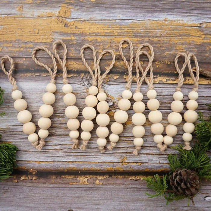 Crofta 10 Pieces Wood Beads Boho Christmas Decors for Bedroom Living Room Farmhouse