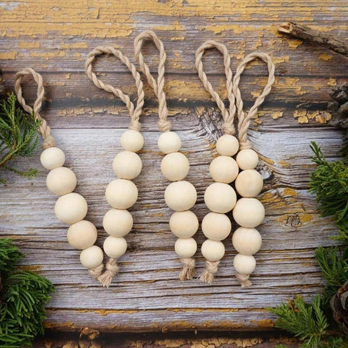 Crofta 10 Pieces Wood Beads Boho Christmas Decors for Bedroom Living Room Farmhouse