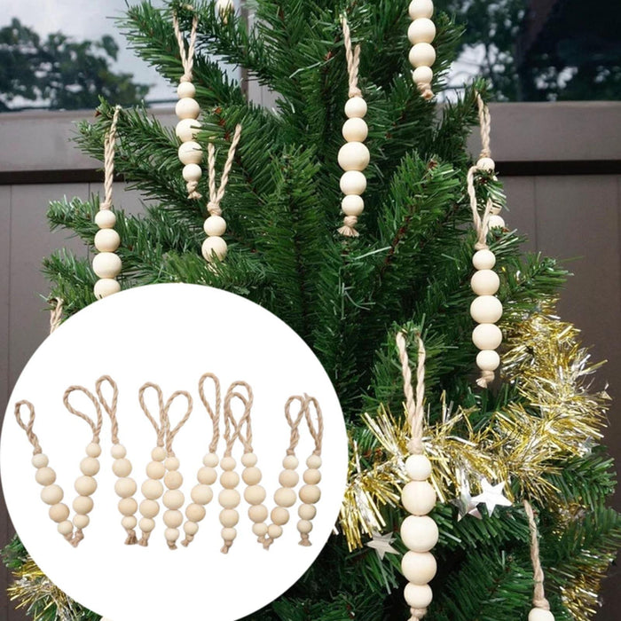 Crofta 10 Pieces Wood Beads Boho Christmas Decors for Bedroom Living Room Farmhouse