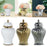 Crofta Ceramic Flower Vase Ceramic Ginger Jar with Lid for Bookshelf Party Entrance White