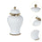 Crofta Ceramic Flower Vase Ceramic Ginger Jar with Lid for Bookshelf Party Entrance White