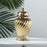 Crofta Ceramic Flower Vase Ceramic Ginger Jar with Lid for Bookshelf Party Entrance Gold