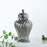 Crofta Ceramic Flower Vase Ceramic Ginger Jar with Lid for Bookshelf Party Entrance Silvery