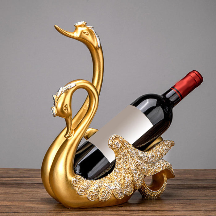 Crofta Wine Bottle Holder Modern Swan Sculpture for Creative Home Wine Lovers Gifts Gold