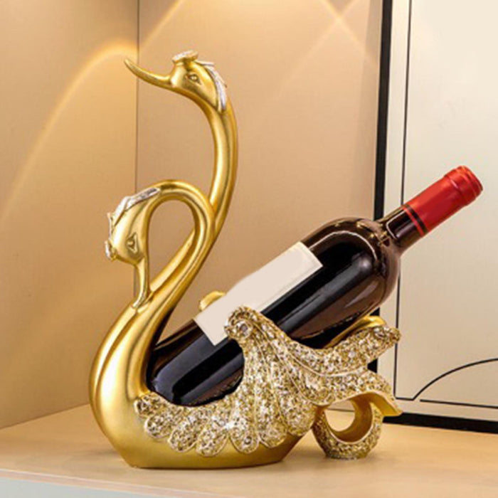 Crofta Wine Bottle Holder Modern Swan Sculpture for Creative Home Wine Lovers Gifts Gold