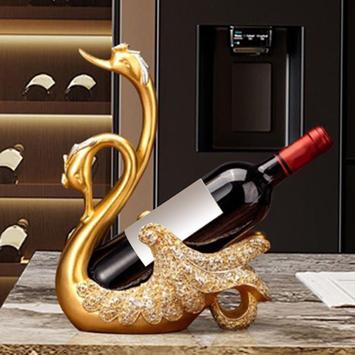 Crofta Wine Bottle Holder Modern Swan Sculpture for Creative Home Wine Lovers Gifts Gold