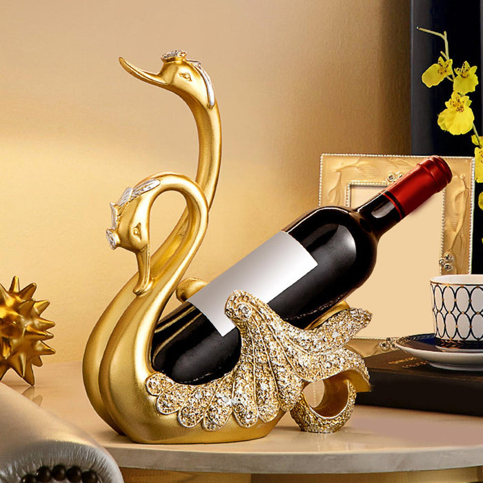 Crofta Wine Bottle Holder Modern Swan Sculpture for Creative Home Wine Lovers Gifts Gold