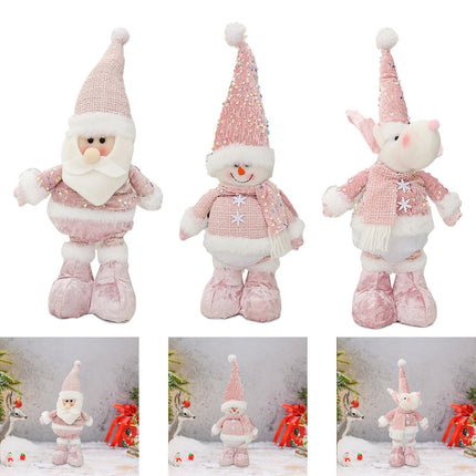 Crofta Xmas Figurine Stuffed Doll Table Ornament Gift Christmas Standing Plush Doll Santa Claus45x12x8cm