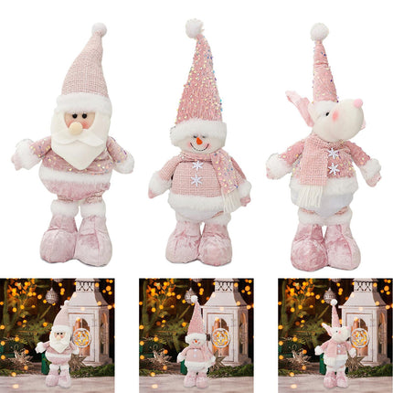 Crofta Xmas Figurine Stuffed Doll Table Ornament Gift Christmas Standing Plush Doll Santa Claus45x12x8cm