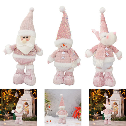 Crofta Xmas Figurine Stuffed Doll Table Ornament Gift Christmas Standing Plush Doll Santa Claus45x12x8cm