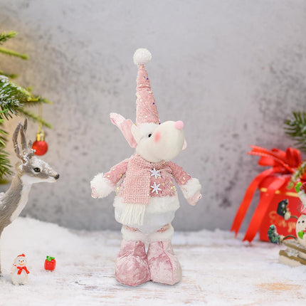 Crofta Xmas Figurine Stuffed Doll Table Ornament Gift Christmas Standing Plush Doll Santa Claus45x12x8cm