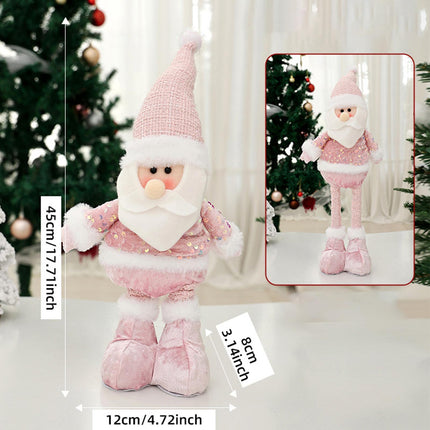 Crofta Xmas Figurine Stuffed Doll Table Ornament Gift Christmas Standing Plush Doll Santa Claus45x12x8cm