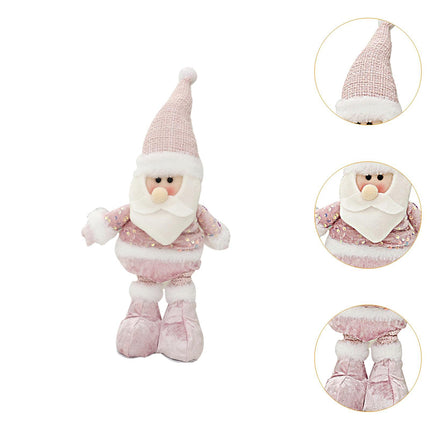 Crofta Xmas Figurine Stuffed Doll Table Ornament Gift Christmas Standing Plush Doll Santa Claus45x12x8cm